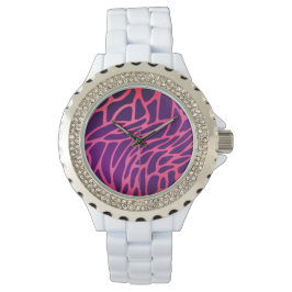 Roze Rhinestone Wit Emaille Horloge