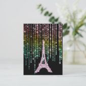 Roze Rhinestones Eiffeltoren Briefkaart (Staand voorkant)