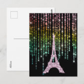Roze Rhinestones Eiffeltoren Briefkaart (Voorkant / Achterkant)