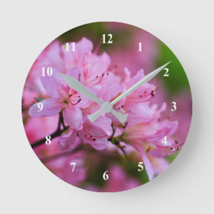 Roze Rhododendron Acrylmuurklok Ronde Klok