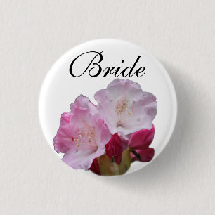 roze rhododendron bloemen bruiloft ronde button 3,2 cm