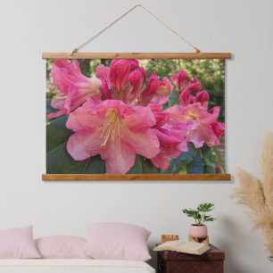 Roze Rhododendron Bloesems Bloemen Hangend Wandkleed
