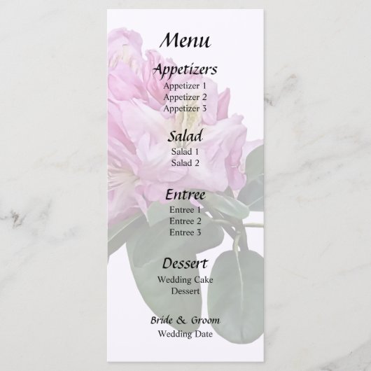 Roze Rhododendrons Menu (Voorkant)