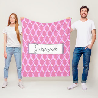 Roze ribbenemende borstkanker Survivor Fleece Blan