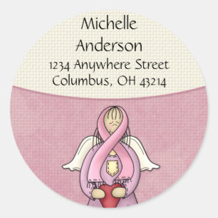 Roze Ribbon Angel D1 Return Address Labels