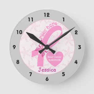 Roze Ribbon Borstkanker overlevende, grijze grens Ronde Klok