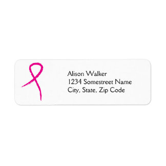 Roze Ribbon Breast Cancer Awareness Address Etiket