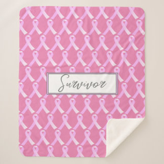 Roze Ribbon Breast Cancer Survivor Sherpa Blanket Deken