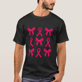 Roze Ribbon Coquette Bow Borstkanker Bewustzijn W T-shirt