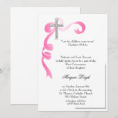 Roze Ribbon Cross-Communie Kaart (Voorkant / Achterkant)