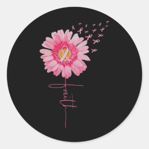 Roze Ribbon Daisy Faith - Borstkanker Bewustheid Ronde Sticker