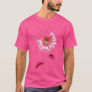 Roze Ribbon Daisy Faith Breast Cancer Bewustheid M T-shirt