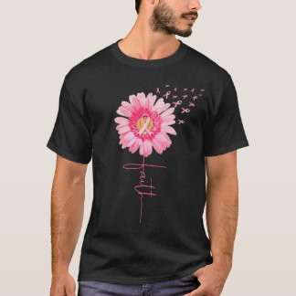 Roze Ribbon Daisy Faith Breast Cancer Bewustheid T-shirt