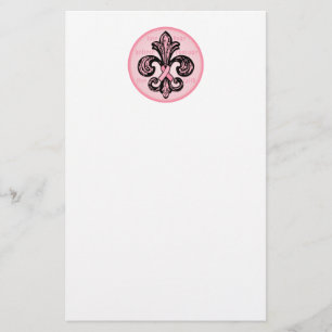 Roze Ribbon Fleur de lis Briefpapier