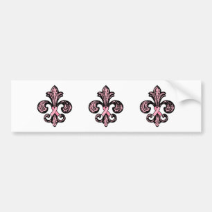 Roze Ribbon Fleur de lis Bumpersticker