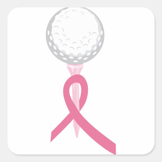 Roze Ribbon Golf Vierkante Sticker (Voorkant)