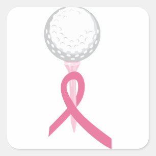 Roze Ribbon Golf Vierkante Sticker