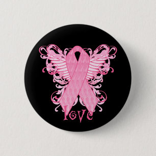 Roze Ribbon Love Ronde Button 5,7 Cm