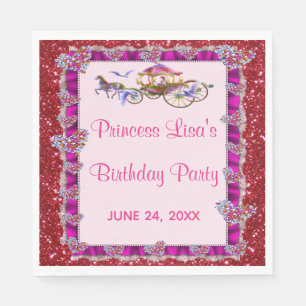 Roze Ribbon Red Glitter Royal Princess Birthday Servet