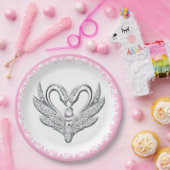 Roze ribbon Silver Swans Paper Bord (Feest)
