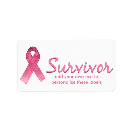 Roze Ribbon Survivor Etiket (Voorkant)