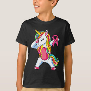 Roze Ribbon Unicorn Borst Cancer Awareness Girls T-shirt