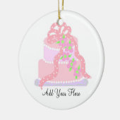 Roze ribbon Wedding Cake Keramisch Ornament (Links)