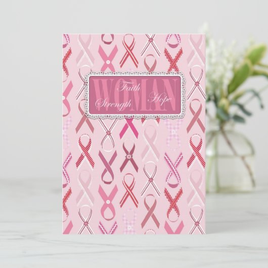 Roze Ribbons Uitnodiging (Staand voorkant)