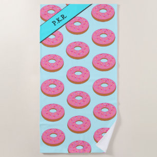 Roze ring Donut Motif - voeg Jouw naam/Initialen t Strandlaken