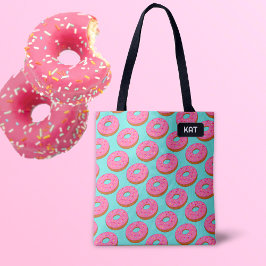 Roze Ring Donut Toon stijl - jouw naam / initialen Draagtas