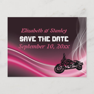 Roze road biker bruiloft Save the Date briefkaart