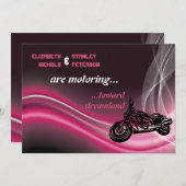 Roze road biker bruiloft uitnodiging (Voorkant / Achterkant)