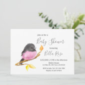 Roze Robin Bird Baby Shower-uitnodigingen Kaart (Staand voorkant)