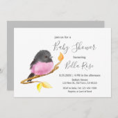 Roze Robin Bird Baby Shower-uitnodigingen Kaart (Voorkant / Achterkant)
