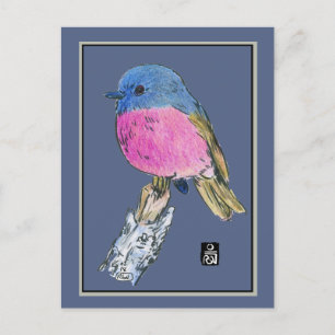 Roze Robin Colorful Small Bird Briefkaart