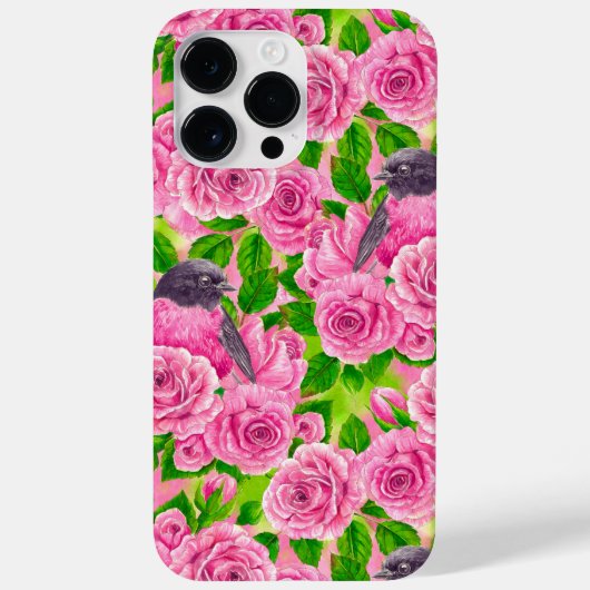 Roze Robin en rozen Case-Mate iPhone Case (Achterkant)