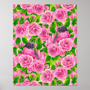 Roze Robin en rozen Poster