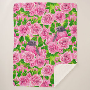 Roze Robin en rozen Sherpa Deken