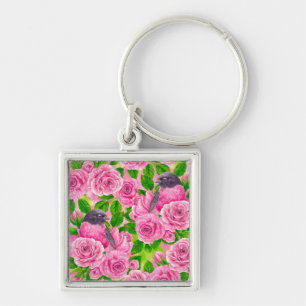 Roze Robin en rozen Sleutelhanger
