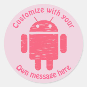 Roze robot Aangepaste kinderen van afgelopen dag Ronde Sticker