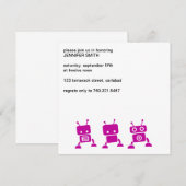 Roze Robot Baby shower Uitnodiging (Voorkant / Achterkant)