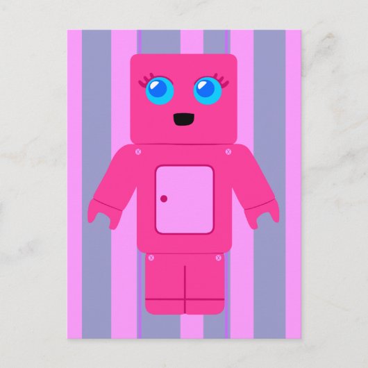 Roze Robot Briefkaart (Voorkant)