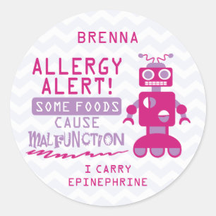 Roze Robot Food Allergie Alert Stickers