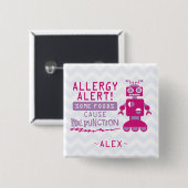 Roze Robot Food Allergy Alert Button (Voorkant /achterkant)