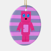 Roze Robot Keramisch Ornament (Rechts)