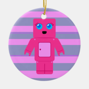 Roze Robot Keramisch Ornament