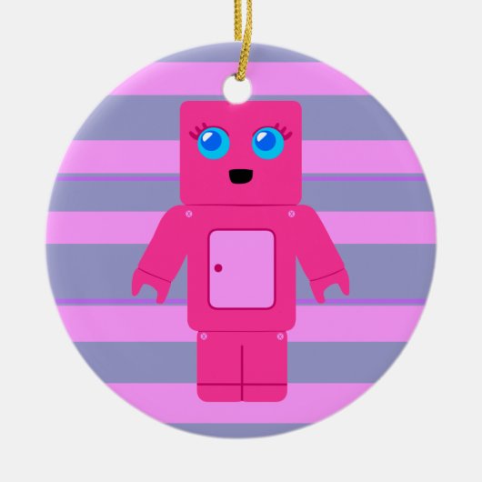 Roze Robot Keramisch Ornament (Voorkant)