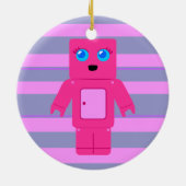 Roze Robot Keramisch Ornament (Achterkant)
