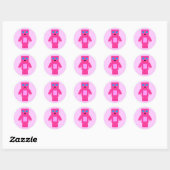 Roze Robot Ronde Sticker (Vel)