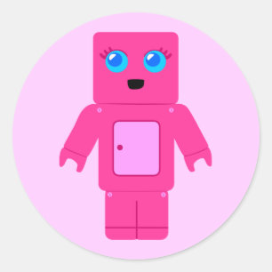 Roze Robot Ronde Sticker